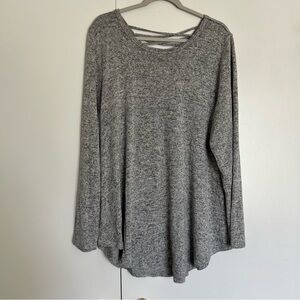 Torrid Heather Gray Long Sleeve Sweater Crisscross Back Detail size 2
